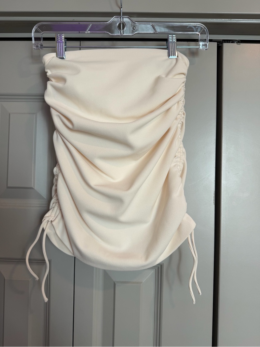 Zara Cream Strapless Ruched shirt